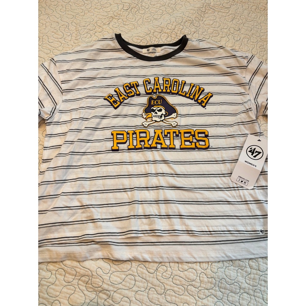 47 Brand East Carolina Pirates ECU Womens Shorter TShirt Size Large‎ #414